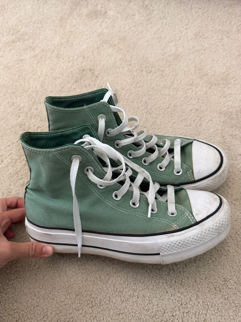 Custom Converse Platform High-Top Canvas Sneakers in Sage Green